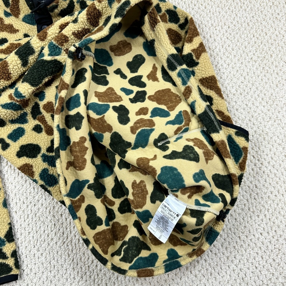 Carhartt 1/4 Snap Jacket Mens 2XL Duck Camo Relaxed Fit Sherpa Fleece Pullover - Picture 12 of 15